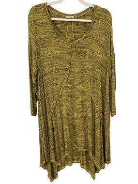 Mod-O-Doc Tunic Dress XL Space Dyed Relaxed Fit Yellow Black Lagenlook Sharkbite